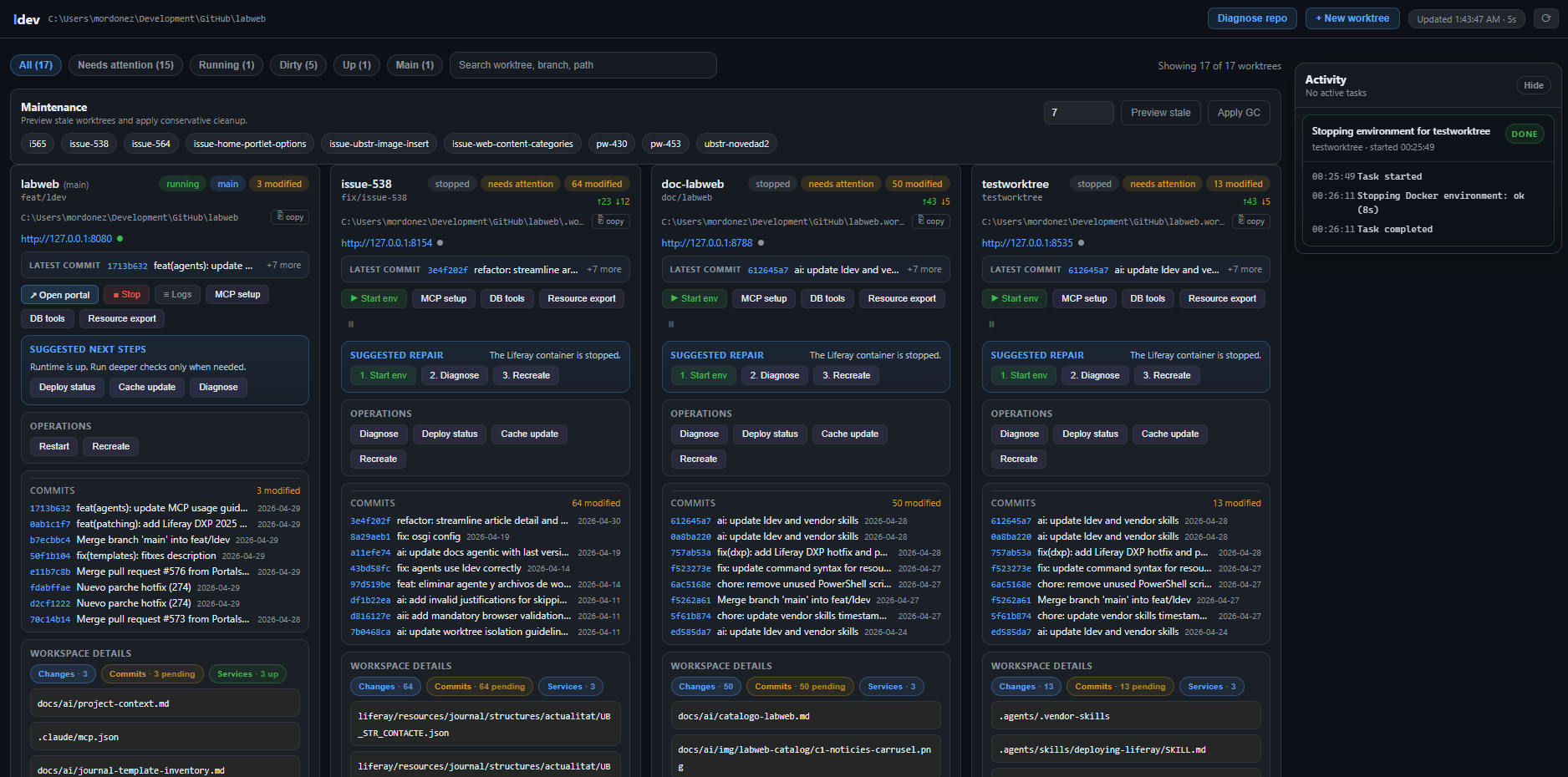 ldev dashboard overview